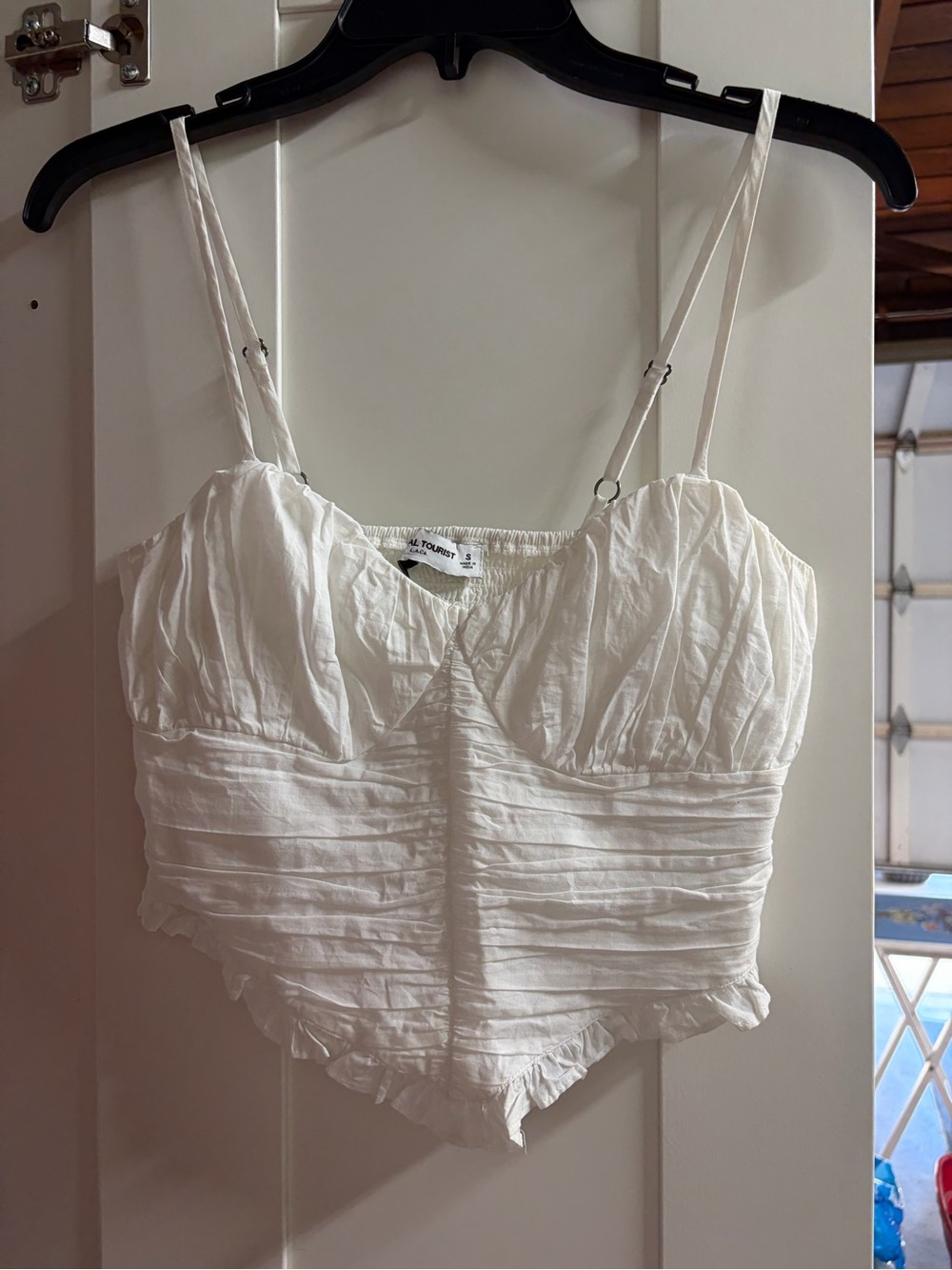 White Ruched Crop Camisole Top